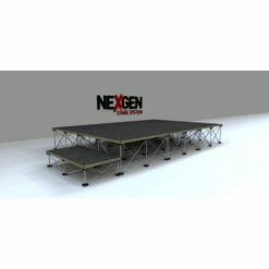 NexGen Komplettbühne 3x2m mit Stufe, Teppich grau